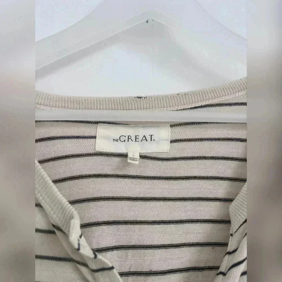 The Great Shirttail Henley Top Striped High Low Oversized Tunic Knit Size S - Picture 3 of 4